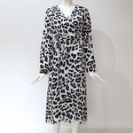 Leopard Print Asymmetrical Maxi Dress with Ruffle and High Split