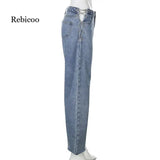 High-Waisted Chain Detail Wide-Leg Jeans – Elegant Hollow Out Design