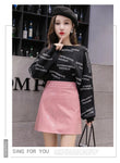 Aesthetic High Waist PU Leather Mini Skirt - A-Line Design