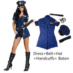 Sexy Police Woman Officer Uniform Costume Zipper Fantasy Cop