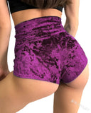 High Waist Velvet Stretch Shorts for Women