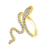 Adjustable Open Snake Ring – Animal Pattern with Rhinestones