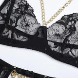 Sexy Chain Gothic Transparent Lace Underwear Set - Alt Style Clothing