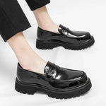 Patent Leather Platform Loafers – Slip-On Derby Shoes