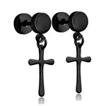 Stainless Steel Cross Skull Star Scorpion Tassel Chain Stud Earrings