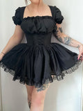 Darkly Alluring Gothic Vintage Lace Sleeveless Mini Dress