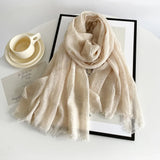 Long Cotton & Linen Scarf - Lightweight Solid Color Fashion Scarf