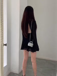 Elegant Fashion Slim Chiffon Cutout Backless Design Round Neck Dress