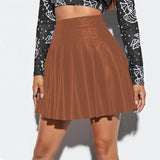 Elegant Leather Pleated Mini Skirt