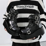 Punk Sweet Heart Platform Ankle Boots with Metal Decoration