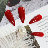 24pcs Stiletto Mirror Red Press-On Nails with Tabs