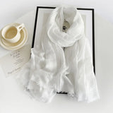 Long Cotton & Linen Scarf - Lightweight Solid Color Fashion Scarf