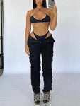 High Waist Straight Leg Cargo Pants - Casual Baggy Harajuku Style