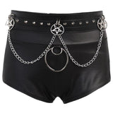 Chain Gothic PU Leather High Waist Shorts - Alt Style Clothing