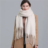 Thick Cashmere Pashmina Scarf with Tassels - Warm & Soft Shawl Wrap