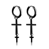 Stainless Steel Cross Skull Star Scorpion Tassel Chain Stud Earrings