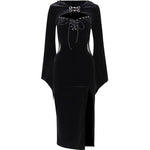 Gothic Bandage Dress with Lace Side and High Split - Alt Style Clothing