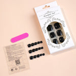 24pcs Black Glossy Square Press-On Toenails for Women