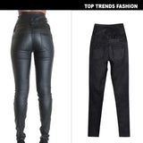 Edgy High-Waisted Faux Leather Skinny Pants with Side Lace-Up Detail