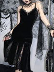 Dark Lace Patchwork Gothic Mermaid Dress – Elegant Gothic Evening Wear