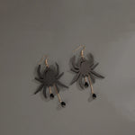 Halloween Acrylic Black Spider Drop Earrings