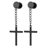 Stainless Steel Cross Skull Star Scorpion Tassel Chain Stud Earrings