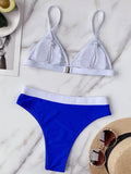 Contrast Binding Triangle Bikini Swimsuit