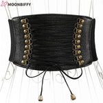 Wide Leather Belt - Fashionable Ethnic Dress Belt with Tassels