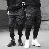 Men's Gothic Cargo Pants with Ribbons – Edgy Harem Jogger Style