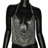 Brilliant Rhinestone Backless Party Crop Top