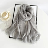 Long Cotton & Linen Scarf - Lightweight Solid Color Fashion Scarf