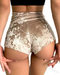 High Waist Velvet Stretch Shorts for Women