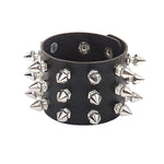 PU Leather Studded Bracelet Adjustable Goth Cuff Bracelet - Alt Style Clothing