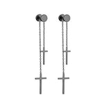 Stainless Steel Cross Skull Star Scorpion Tassel Chain Stud Earrings