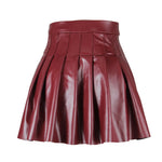 Elegant Leather Pleated Mini Skirt