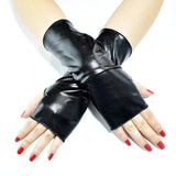 Short Fingerless Leather Gloves - Stylish Wrist-Length Nylon Gloves