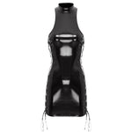 Patent Leather Latex Tank Bodycon Dress - Side Lace-Up Mini for Nightclub & Punk Parties