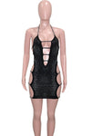 Cut Out Crystal Mini Dress - Alt Style Clothing