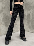 Retro Gothic Goth High Waist Flared Pants Gothic Aesthetic - Alt Style Clothing