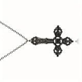 Neo-Gothic Inverted Punk Cross Satanic Pendant Necklace - Black