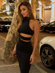 Cut Out Fitted Elegant Halter Sleeveless Bodycon Maxi Dress