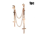 Multi-Layered Cross Chain Dangle Earrings