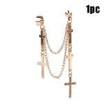 Multi-Layered Cross Chain Dangle Earrings