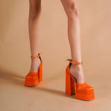 Step up Your Style with Women's Retro Chunky Heels Sandals Platform Pumps