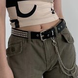 Gothic PU Leather Rivet Hanging Chain Belt