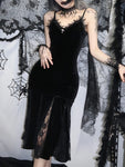 Dark Lace Patchwork Gothic Mermaid Dress – Elegant Gothic Evening Wear