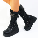 Heel Motorcycle Boots Knee High Boots