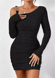 Cold Shoulder Bodycon Mini Sweater Dress - Alt Style Clothing