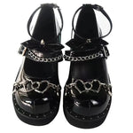 Platform Chain Wedge Pumps – Stylish PU Leather with Butterfly Knot