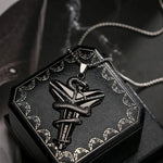 Neo-Gothic Inverted Punk Cross Satanic Pendant Necklace - Black